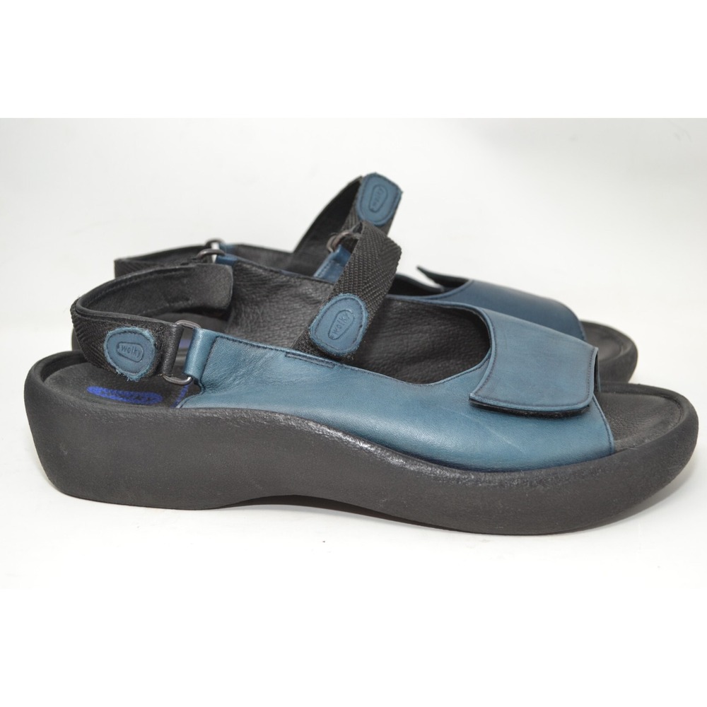 Wolky Jewel Sandal 3204 Women Slingback Blue Black Leather Wedge Size US 9 EU 43 - Picture 2 of 11